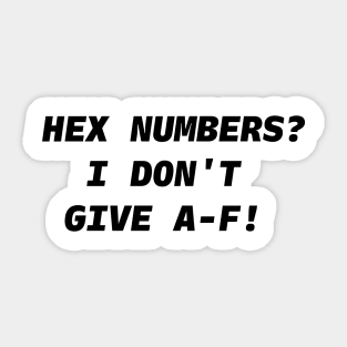 HEX NUMBERS Black Font Sticker